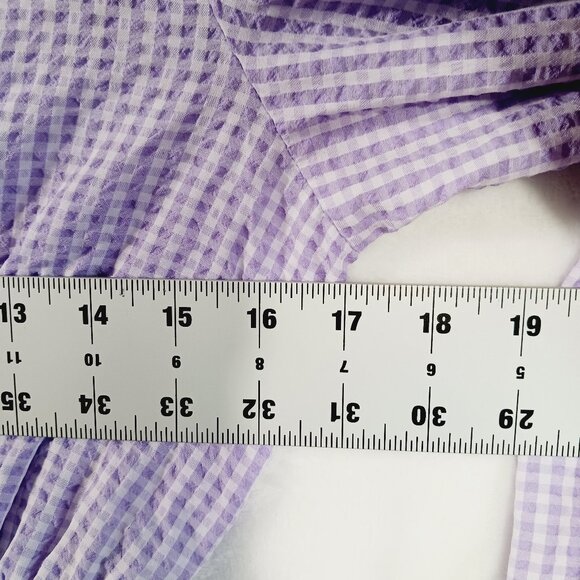 Zara, Lavender & White Gingham Check Crop Top, Long Sleeve, Renaissance, Peasant - Picture 9 of 14